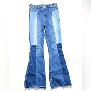 Hollister Blue Flare Patchwork  Boot Cut Jeans Size 5R